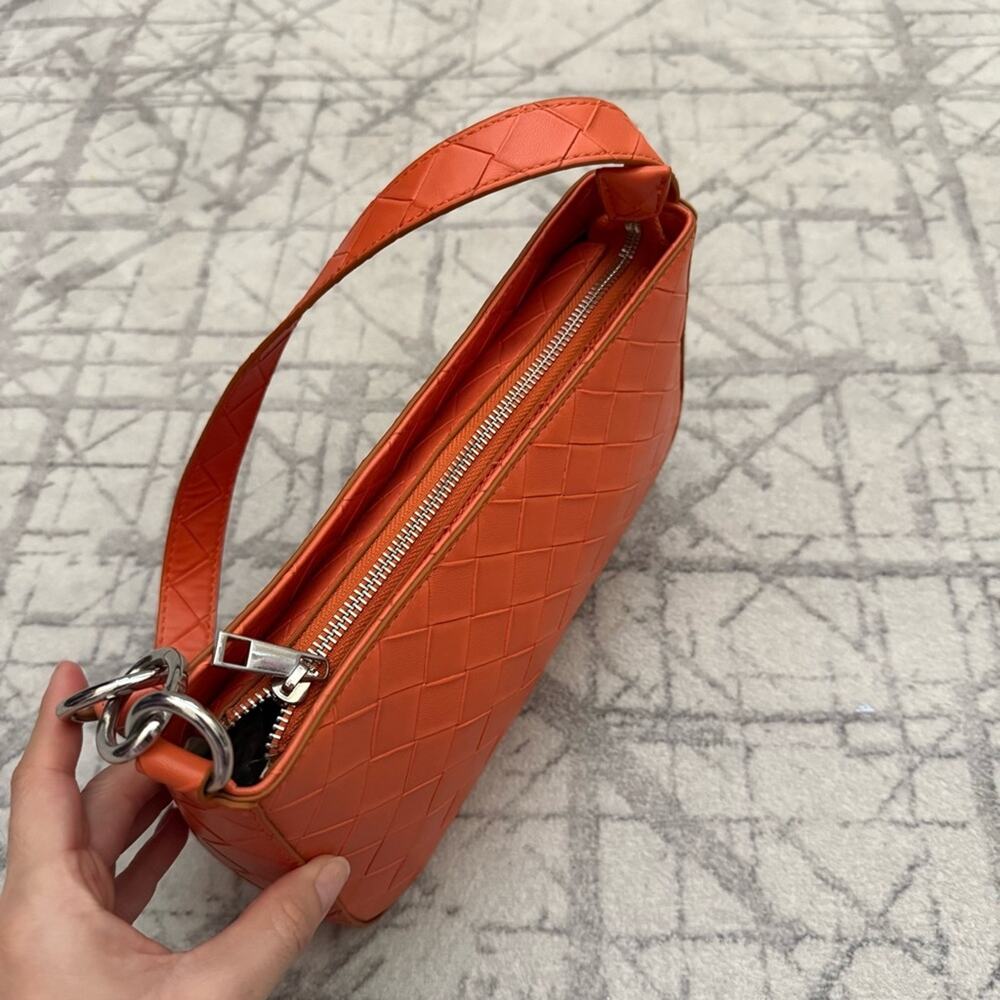 Bold Orange Woven Handbag Statement Shoulder Purs… - image 3